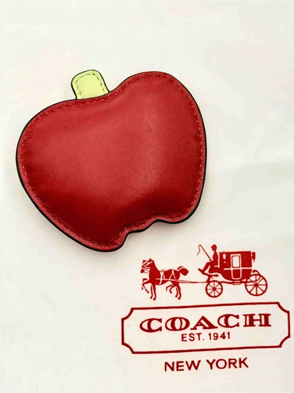 Vintage Coach Rare Patent Leather Apple Paperweight Office Decor